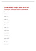 Human Skeletal System&colon; Major Bones and  Structures Exam Questions and answers 