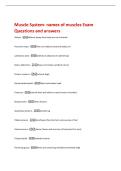 Muscle System- names of muscles Exam  Questions and answers 