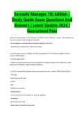 Servsafe Manager 7th Edition - Study Guide Exam Questions And Answers &vert; Latest Update 2026 &vert; Guaranteed Pass