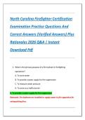 North Carolina Firefighter Certification  Examination Practice Questions And  Correct Answers &lpar;Verified Answers&rpar; Plus  Rationales 2026 Q&A &vert; Instant  Download Pdf 
