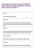Ohio Personal Lines &lpar;Insurance Exam&rpar; COMPLETE  QUESTIONS AND CORRECT ANSWERS VERIFIED  100&percnt; ALREADY GRADED A&plus;