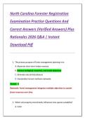 North Carolina Forester Registration  Examination Practice Questions And  Correct Answers &lpar;Verified Answers&rpar; Plus  Rationales 2026 Q&A &vert; Instant  Download Pdf 