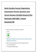 North Carolina Forester Registration Examinations Practice Questions And Correct Answers &lpar;Verified Answers&rpar; Plus Rationales 2026 Q&A &vert; Instant Download Pdf