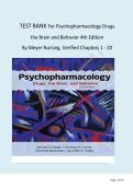 TEST BANK For Psychopharmacology Drugs the Brain and Behavior 4th Edition By Meyer Nursing&comma; Verified Chapters 1 - 20 