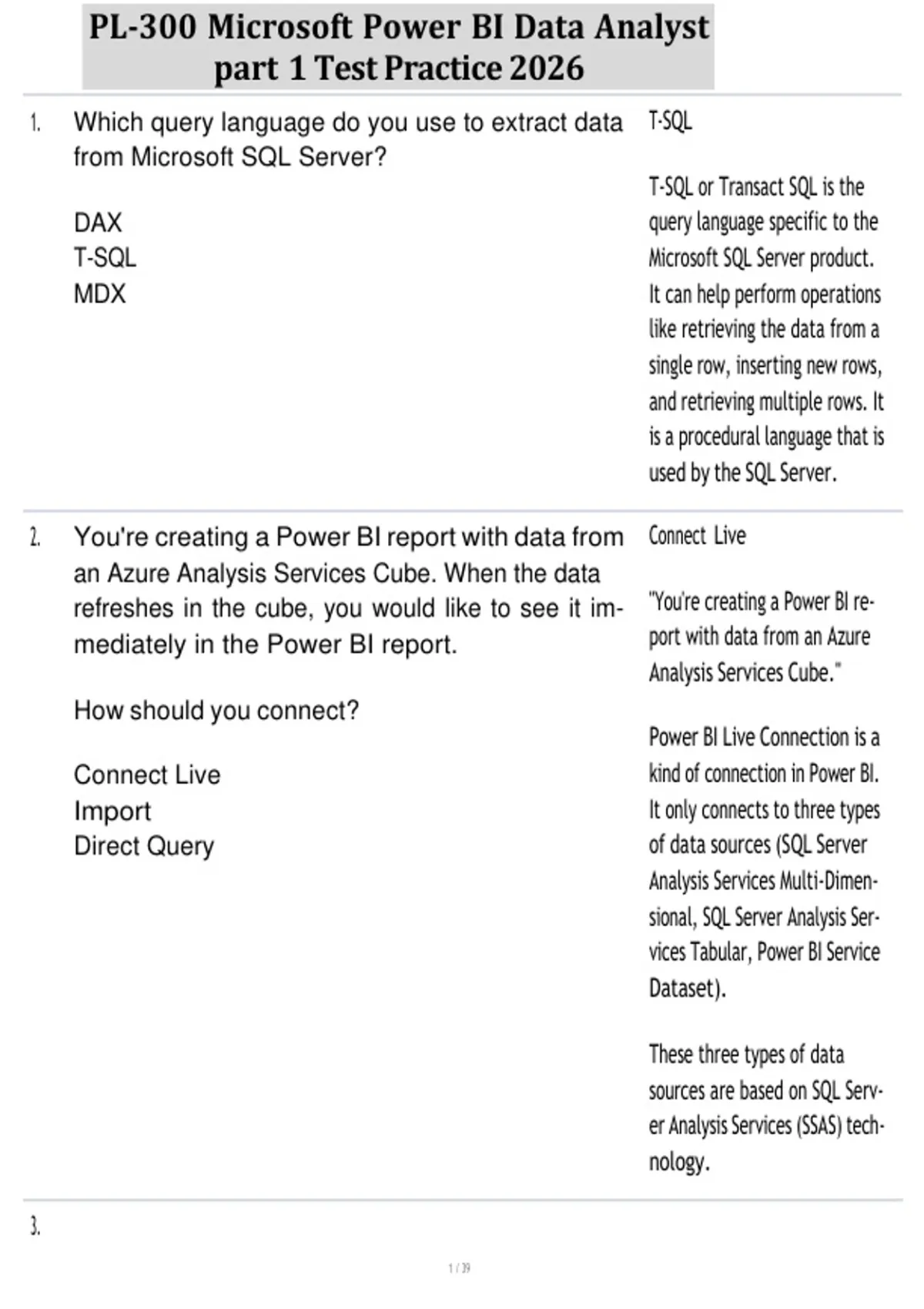 PL-300 Microsoft Power BI Data Analyst part 1 Test Practice 2026 - PL ...