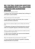 BIO 1108 FINAL EXAM 2026 QUESTIONS AND ANSWERS WITH FULL SOLUTIONS &ndash; UPDATED AND GUARANTEED SUCCESS