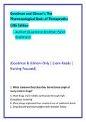 Goodman & Gilman 14th Edition Nursing Pharmacology Study Guide with MCQ Practice Test Bank