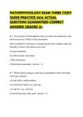 PATHOPHYSIOLOGY EXAM THREE PROFESSIONAL TEST BANK 2026 COMPREHENSIVE PRACTICE QUESTIONS PRECISE ANSWERS GRADED A&plus;