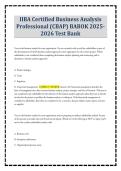 IIBA Certified Business Analysis Professional &lpar;CBAP&rpar; BABOK 2025- 2026 Test Bank