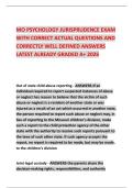 MO PSYCHOLOGY JURISPRUDENCE EXAM WITH CORRECT ACTUAL QUESTIONS AND CORRECTLY WELL DEFINED ANSWERS LATEST ALREADY GRADED A&plus; 2026