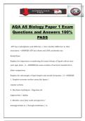 AQA AS Biology Paper 1 Exam Questions and Answers 100&percnt; PASS