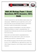 AQA AS Biology Paper 1 Exam Questions WITH Answers 100&percnt; PASS
