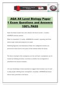AQA AS Level Biology Paper 1 Exam Questions and Answers 100&percnt; PASS