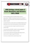 AQA biology a-level paper 2 Exam Questions and Answers 100&percnt; PASS