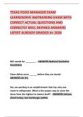 TEXAS FOOD MANAGER EXAM LEARN2SERVE 360TRAINING EXAM WITH CORRECT ACTUAL QUESTIONS AND CORRECTLY WELL DEFINED ANSWERS LATEST ALREADY GRADED A&plus; 2026