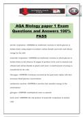 AQA Biology paper 1 Exam Questions and Answers 100&percnt; PASS