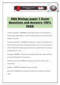AQA Biology paper 1 Exam Questions and Answers 100&percnt; PASS