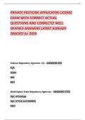 PRIVATE PESTICIDE APPLICATOR LICENSE EXAM WITH CORRECT ACTUAL QUESTIONS AND CORRECTLY WELL DEFINED ANSWERS LATEST ALREADY GRADED A&plus; 2026