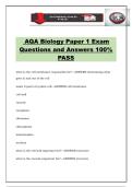 AQA Biology Paper 1 Exam Questions and Answers 100&percnt; PASS