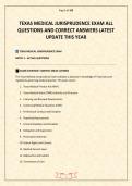 TEXAS MEDICAL JURISPRUDENCE EXAM ALL QUESTIONS AND CORRECT ANSWERS LATEST UPDATE THIS YEAR