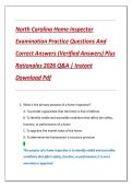 North Carolina Home Inspector  Examination Practice Questions And  Correct Answers &lpar;Verified Answers&rpar; Plus  Rationales 2026 Q&A &vert; Instant  Download Pdf 