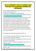 NR 442 COMMUNITY HEALTH NURSING EXAM WITH REAL TEST QUESTIONS ANSWERS