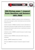 AQA Biology paper 1 megaset Exam Questions and Answers 100&percnt; PASS