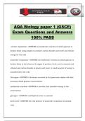 AQA Biology paper 1 &lpar;GSCE&rpar; Exam Questions and Answers 100&percnt; PASS
