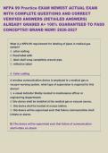 NFPA 99 Practice EXAM NEWEST ACTUAL EXAM  WITH COMPLETE QUESTIONS AND CORRECT  VERIFIED ANSWERS &lpar;DETAILED ANSWERS&rpar;  ALREADY GRADED A&plus; 100&percnt; GUARANTEED TO PASS  CONCEPTS&excl;&excl;&excl; BRAND NEW&excl;&excl; 2026-2027