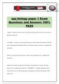aqa biology paper 1 Exam Questions and Answers 100&percnt; PASS