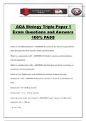 AQA Biology Triple Paper 1 Exam Questions and Answers 100&percnt; PASS