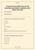TX General Pump Installer Exam ALL 250 QUESTIONS AND CORRECT ANSWERS LATEST UPDATE THIS YEAR