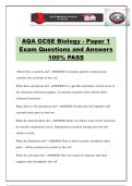 AQA GCSE Biology - Paper 1 Exam Questions and Answers 100&percnt; PASS