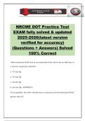 NRCME DOT Practice Test EXAM fully solved & updated 2025-2026&lpar;latest version verified for accuracy&rpar; &lpar;Questions &plus; Answers&rpar; Solved 100&percnt; Correct