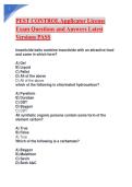 PEST CONTROL Applicator License Exam Questions and Answers Latest Versions PASS