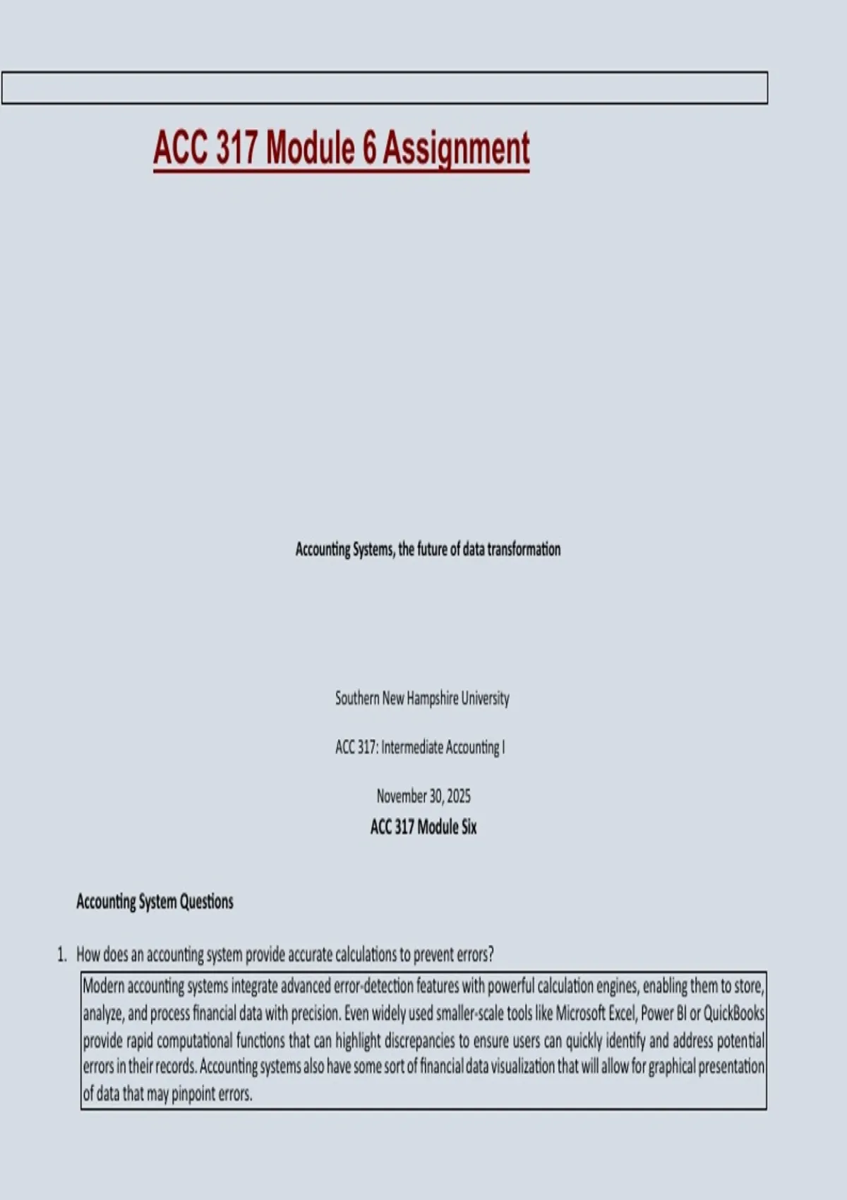 Module 6|ACC 317 Module 6 Assignment|Questions & Answers|Latest Updated ...