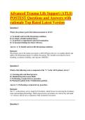 Advanced Trauma Life Support &lpar;ATLS&rpar; POSTEST Questions and Answers with rationale Top Rated Latest Version 