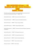 2026 HAZWOPER 40 Exam 1 &vert; 105 Questions with 100&percnt; Correct Answers &vert; Latest Update &vert; Verified 