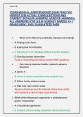 TEXAS MEDICAL JURISPRUDENCE EXAM PRACTICE  NEWEST 2026 ACTUAL EXAM QUESTIONS AND  CORRECT DETAILED ANSWERS &lpar;VERIFIED ANSWERS&rpar;  ALL ANSWERED &lbrace;100 Q & A&rcub; ALREADY GRADED A&plus; &vert;  BRAND NEW&excl; &vert; 100&percnt; GUARANTEED PASS 