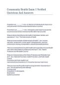 Community Health Exam 1 Verified Questions And Answers