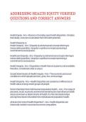 ADDRESSING HEALTH EQUITY VERIFIED QUESTIONS AND CORRECT ANSWERS