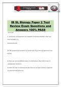 IB SL Biology Paper 2 Test Review Exam Questions and Answers 100&percnt; PASS