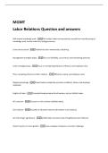 MGMT   Labor Relations Question and answers 