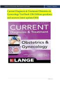 Test Bank For Current Diagnosis and Treatment Obstetrics and  Gynecology 12th Edition questions  and answers