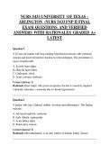 NURS 5433 UNIVERSITY OF TEXAS -  ARLINGTON -NURS 5433 FNP II FINAL  EXAM QUESTIONS AND VERIFIED  ANSWERS WITH RATIONALES GRADED A&plus;  LATEST