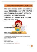 MED SURG III FINAL EXAM &sol; NSG233 FINAL EXAM  2025&sol;2026 COMPLETE VERIFIED QUESTIONS AND CORRECT DETAILED  ANSWERS WITH RATIONALES  &vert;GRADED A&plus;&vert;&vert;BRAND NEW VERSION GUARANTEED PASS