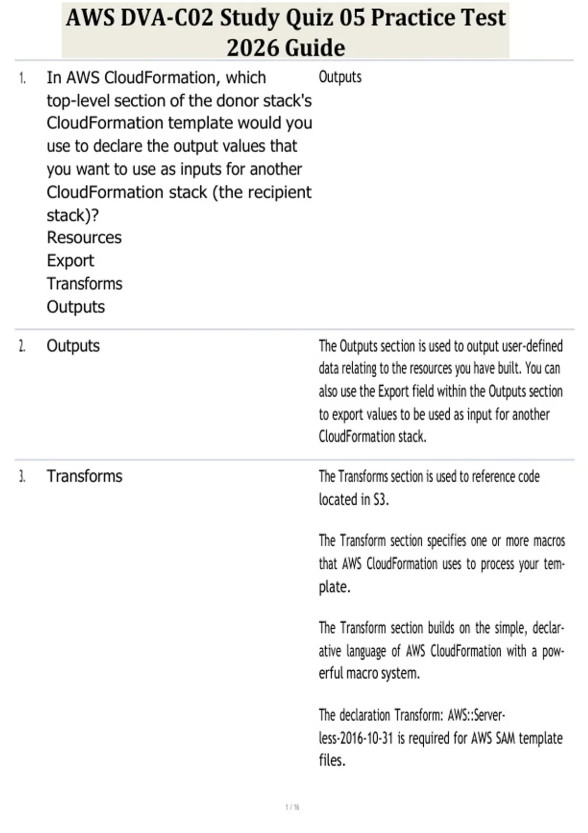 AWS DVA-C02 Study Quiz 05 Practice Test 2026 Guide - AWS Certified ...