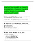 Certified Alcohol and Drug Counselor CADC CDAC Pre-Test Exam Test Bank Verified Questions Answers Plus Rationales 2025&sol; 2026