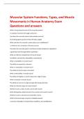 Muscular System Functions&comma; Types&comma; and Muscle  Movements in Human Anatomy Exam  Questions and answers 