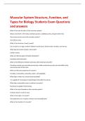 Muscular System Structure&comma; Function&comma; and  Types for Biology Students Exam Questions  and answers 